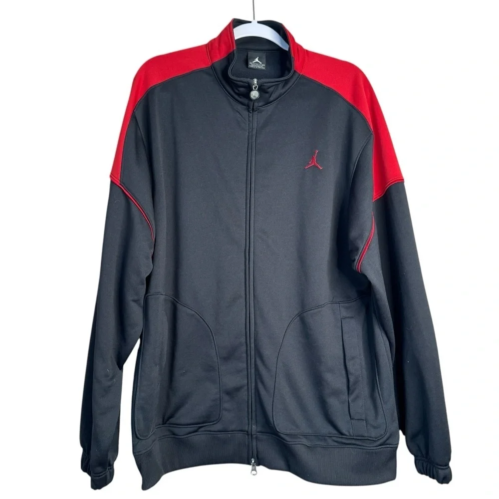 Retro Jordan Track Jacket Mens L Black Chicago Bulls Colorway Full Zip